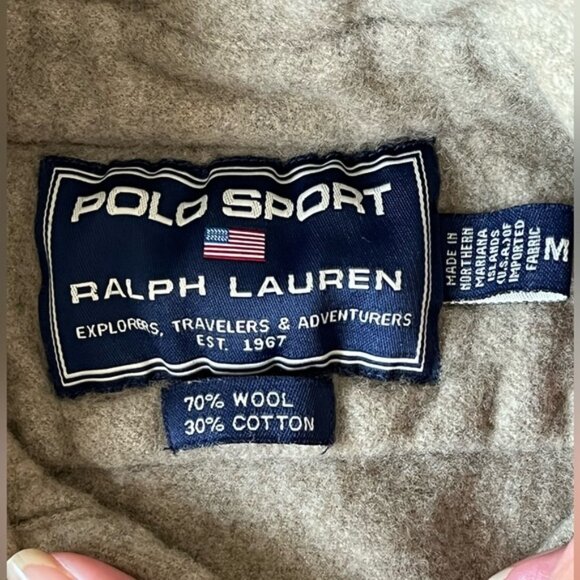 Polo Sport Ralph Lauren 1/2 Button Pullover Wool Blend Shacket Shirt Size M - Picture 9 of 13